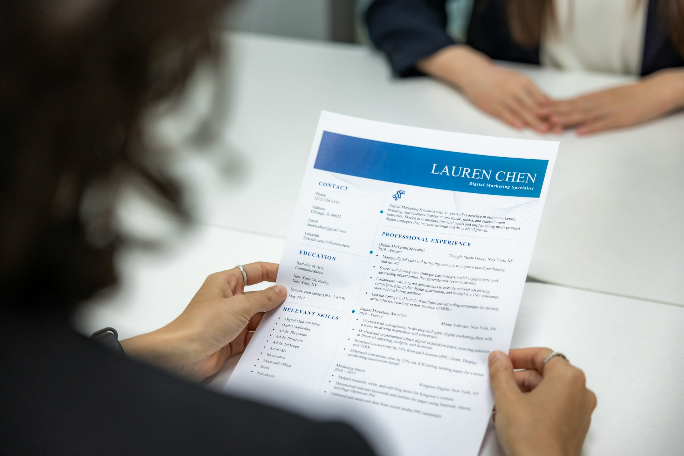 Candidate profile and skill-based screening process.
